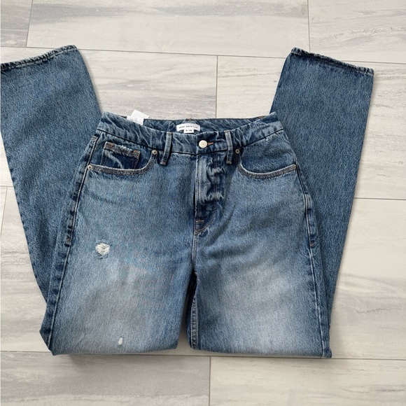 NWT Good American Light Blue Ripped Straight Leg Indigo Jeans - Picture 2 of 8